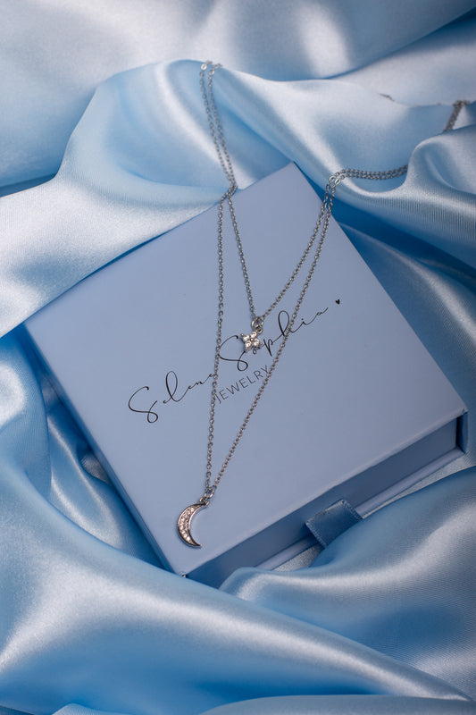 Dubbele ketting maan en ster