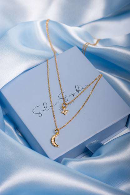 Dubbele ketting maan en ster
