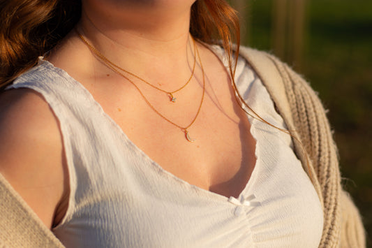 Dubbele ketting maan en ster