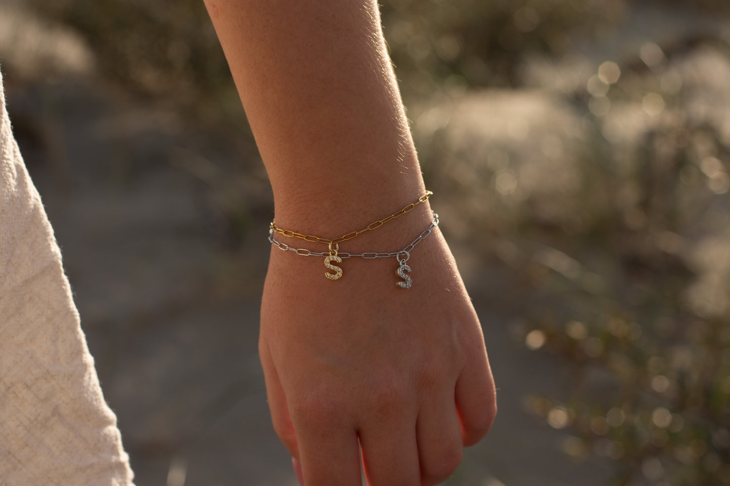 Shiny letter armband